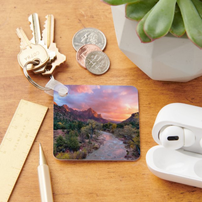 Mountains | The Watchman Zion Nathional Park Utah Key Ring (Desk)