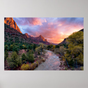 Mountains The Watchman Zion Nathional Park Utah Poster
