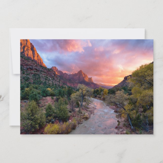Mountains | The Watchman Zion Nathional Park Utah Thank You Card (Front)