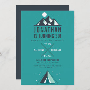Mountains & Tipi   Modern Camping Birthday Party Invitation