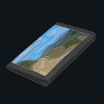 MOUNTAINS TRI-FOLD WALLET<br><div class="desc">A bright,  colourful abstract design of a mountain view,  with blue sky,  rock and trees.</div>