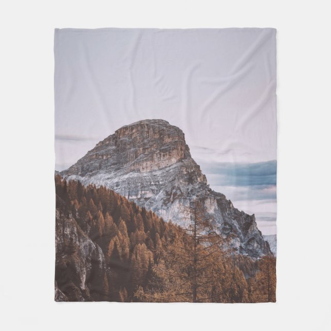 MOUNTAINS UNDER WHITE SKY FLEECE BLANKET (Front)