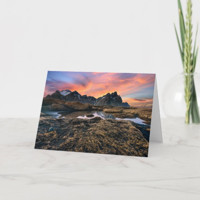 Mountains | Vesturhorn Mountain Iceland Card (Front)