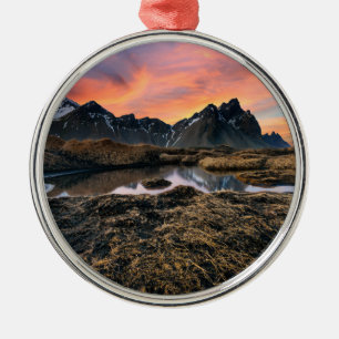 Mountains Vesturhorn Mountain Iceland Metal Tree Decoration