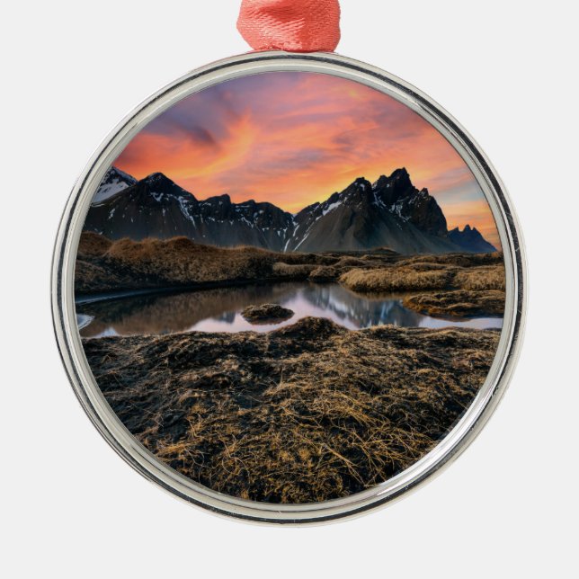 Mountains | Vesturhorn Mountain Iceland Metal Tree Decoration (Front)
