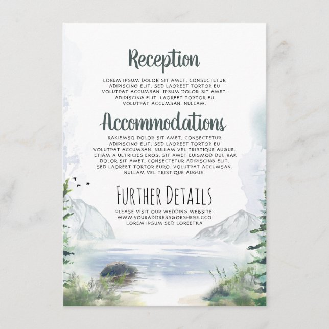 Mountains Wedding Details Information Enclosure Card (Front)