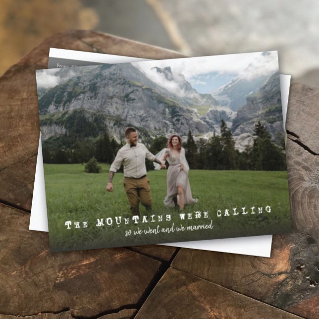 Mountains Were Calling Photo Wedding Announcement Postcard (Creator Uploaded)