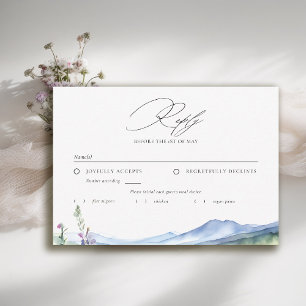Mountains Wildflowers Meadow Modern Wedding Meal RSVP Card