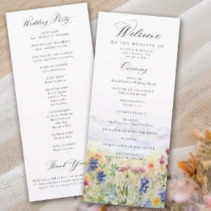 Mountains Wildflowers Meadow Wedding Program