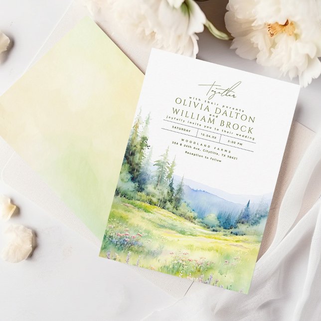 Mountains Wildflowers Summer Nature Wedding Invitation (Creator Uploaded)