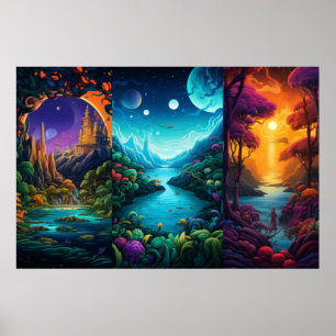 Mountains with beautiful lake poster