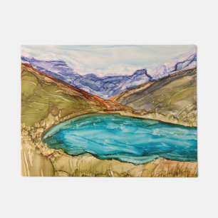 Mountains with lake  doormat