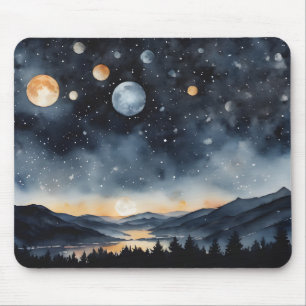 Mountains With Many Moons Mouse Mat