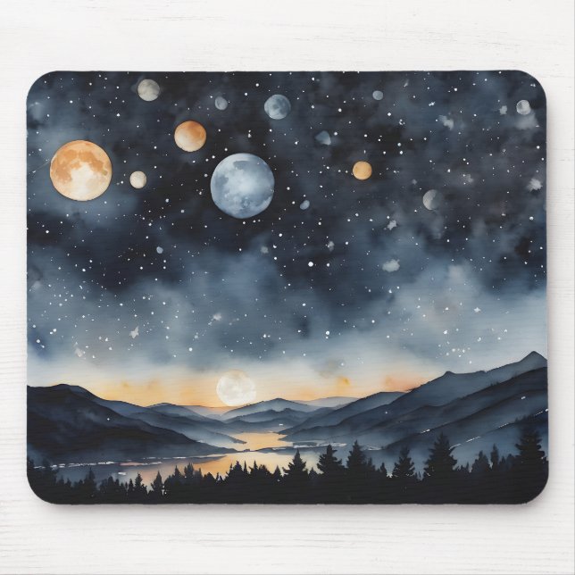 Mountains With Many Moons Mouse Mat (Front)