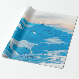 Mountains with snow peaks and sunset skysnow,alpin wrapping paper