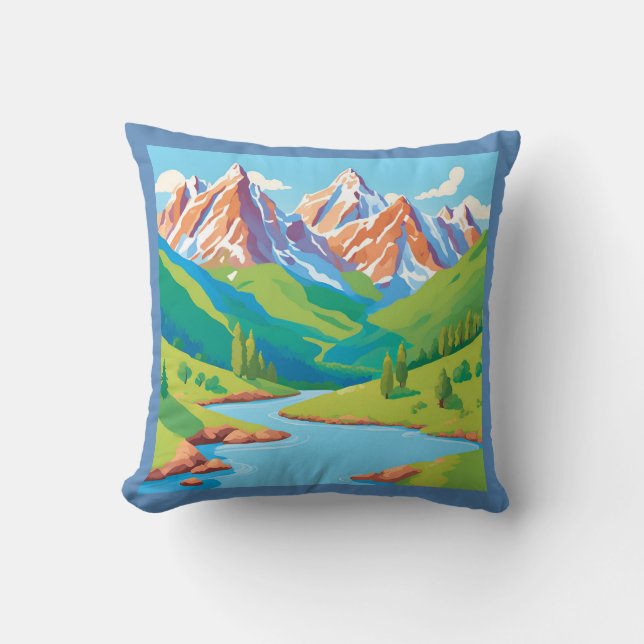 Mountains with Stream  Cushion (Front)