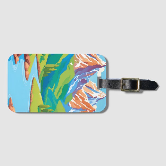 Mountains with Stream  Luggage Tag (Front Horizontal)