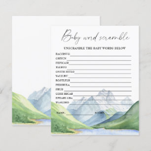 Mountains - word scramble baby shower game