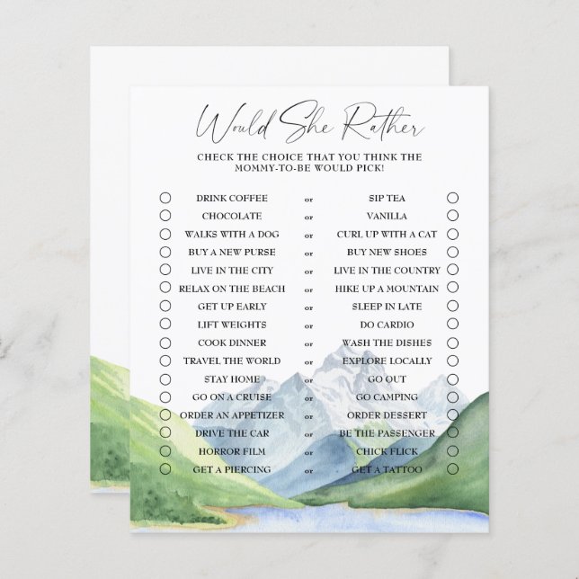 Mountains - Would She Rather Game (Front/Back)