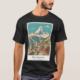 Mountains - Zermatt - Retro Matterhorn Poster - Mi T-Shirt