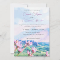 Mountainside Watercolor Wedding Invitation