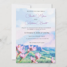 Mountainside Watercolor Wedding Invitation