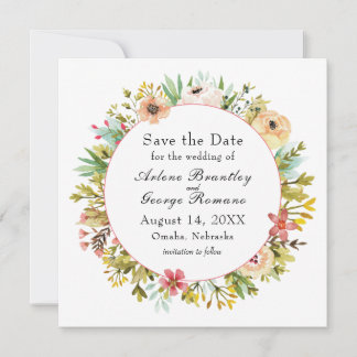 Mountainside Wildflowers Watercolor Wedding Save The Date
