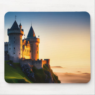 Mountaintop Castle In The Mist Mouse Mat