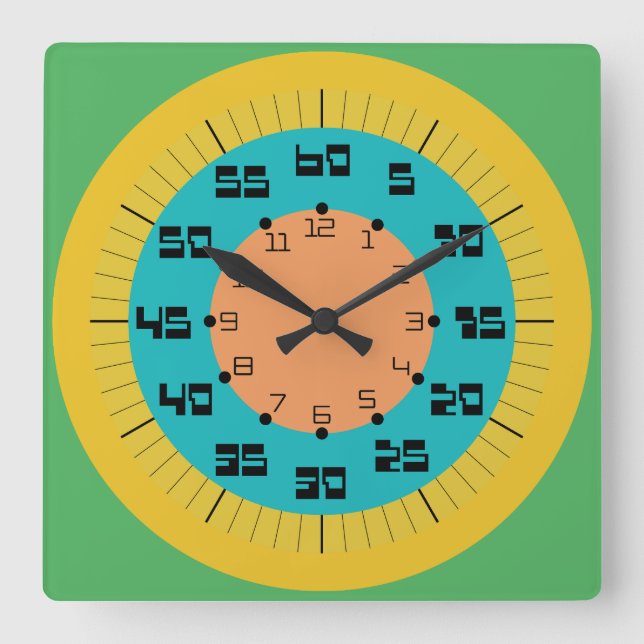 MOUNTCOLORS BY MASANSER PIXELAT SQUARE WALL CLOCK (Front)