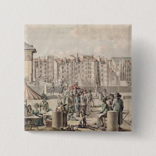 Mountebanks and Promenaders on the Pont 15 Cm Square Badge