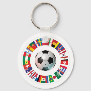 Mounted on a colourful, World Cup-themed keychain