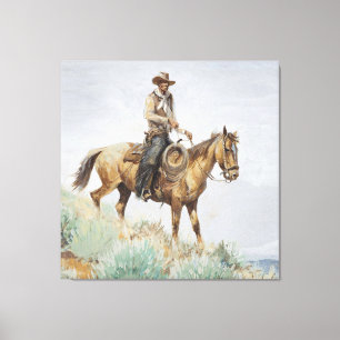 Mounted Rider Western Art by Edward Borein Canvas Print