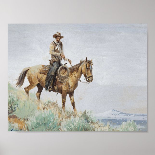 Mounted Rider Western Art by Edward Borein Poster (Front)