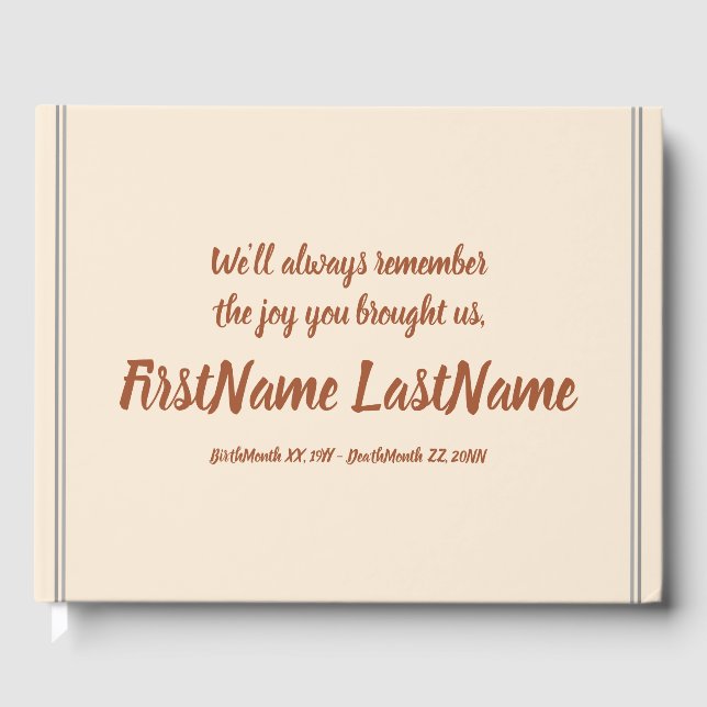 Mournful and Elegant Funeral Guest Book (Front)