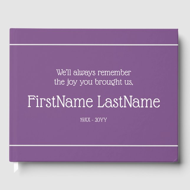 Mournful and Subdued Memorial Guest Book (Front)