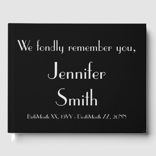 Mournful & Basic Memorial Guestbook (Front)