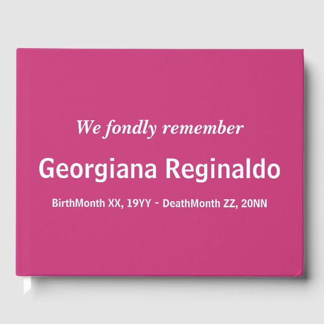 Mournful, Conservative Memorial Guestbook (Front)