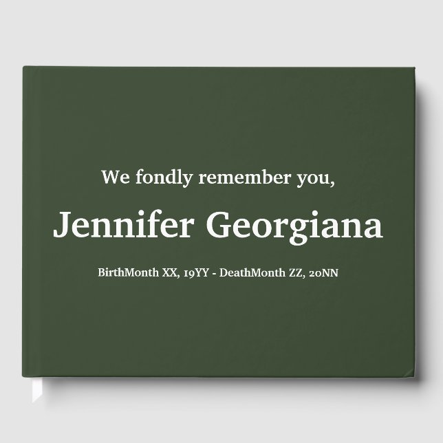 Mournful & Personalised Condolences Guestbook (Front)