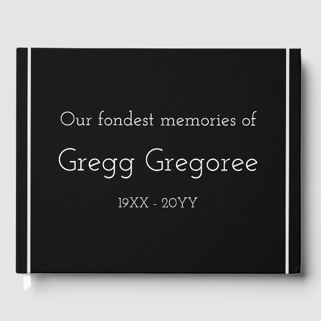 Mournful, Personalised Memorial Guestbook (Front)