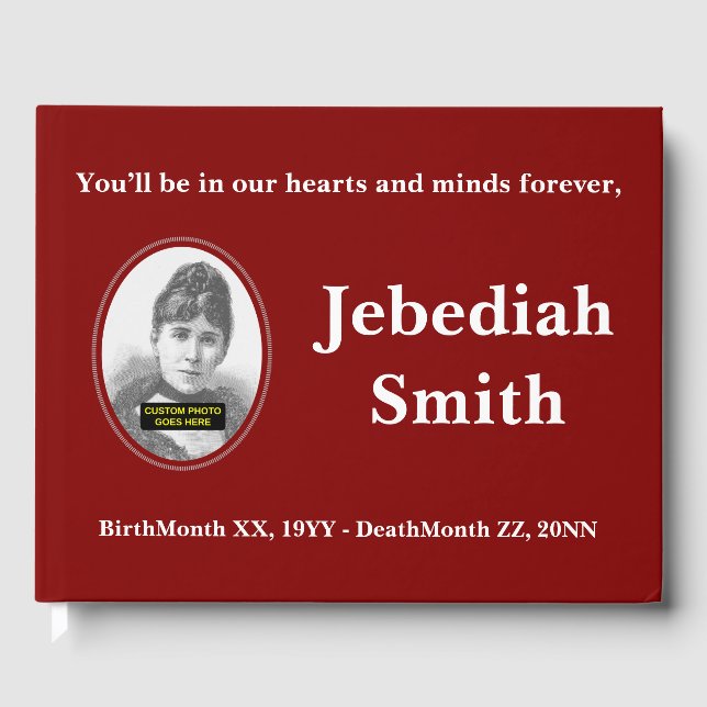 Mournful & Plain Condolences Guestbook (Front)