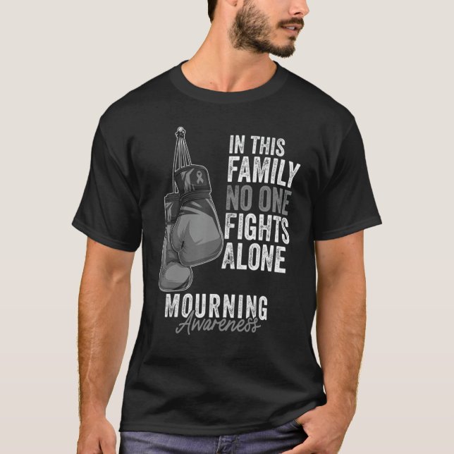 Mourning Awareness Month Gloves Black Ribbon T-Shirt (Front)