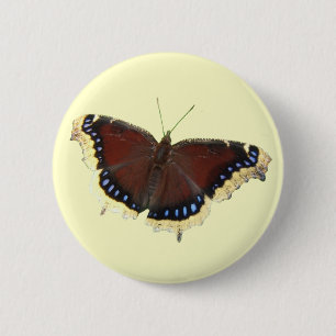 Mourning Cloak butterfly ~ button