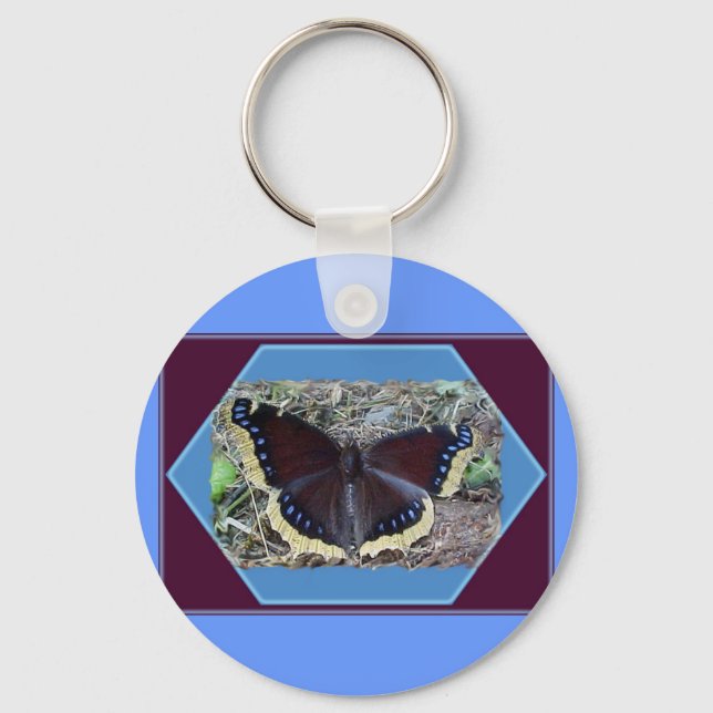 Mourning Cloak Butterfly Keychain (Front)