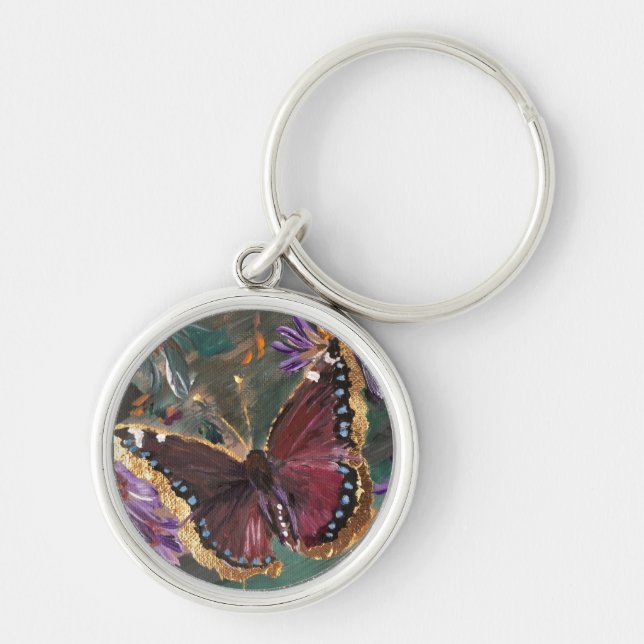 Mourning Cloak Butterfly Keychain (Front)
