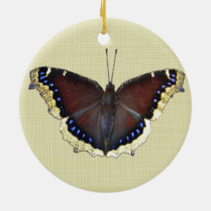 Mourning Cloak Butterfly - Nymphalis antiopa Ceramic Tree Decoration