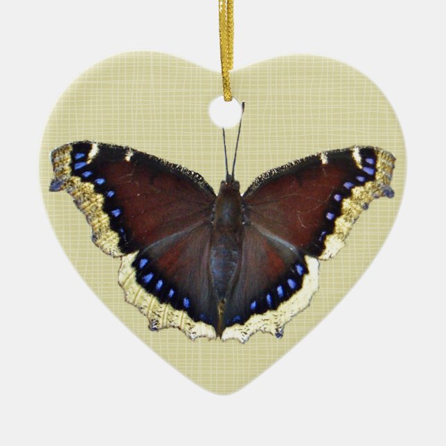 Mourning Cloak Butterfly - Nymphalis antiopa Ceramic Tree Decoration (Front)