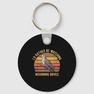 Mourning Dove Bird Lover Vintage Retro Sunset Bird Key Ring