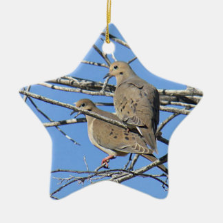 Mourning Dove Bird Pair Ceramic Tree Decoration