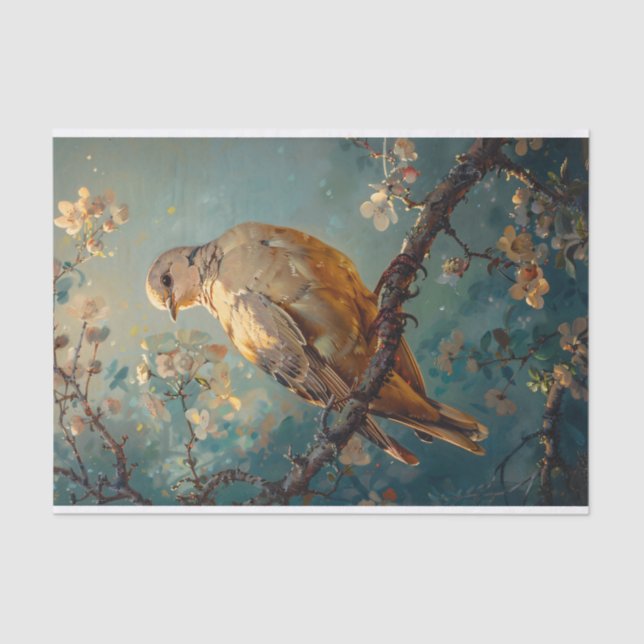 Mourning Dove Oil Painting Ephemera Decoupage Tissue Paper (Front)