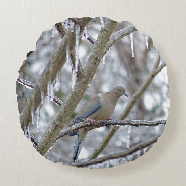 Mourning Dove Round Cushion (Front)